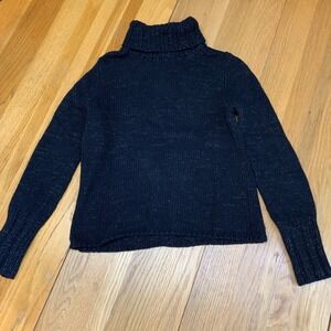 Gap Womens Medium Black Metallic Shimmer Lambswool Angora Turtleneck Sweater